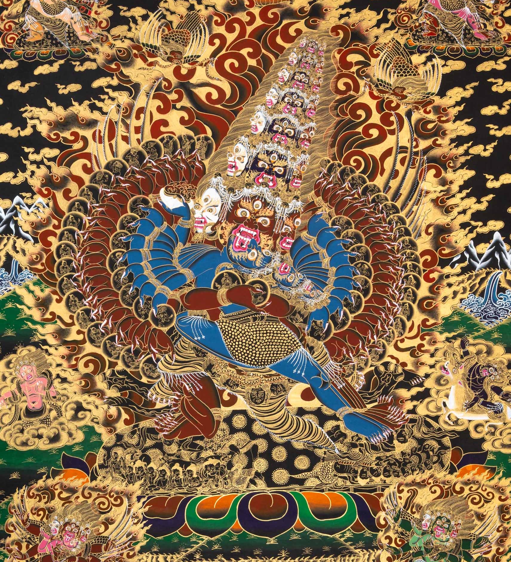 Wrathful Protector Heruka Thangka - Tibetan Painting 