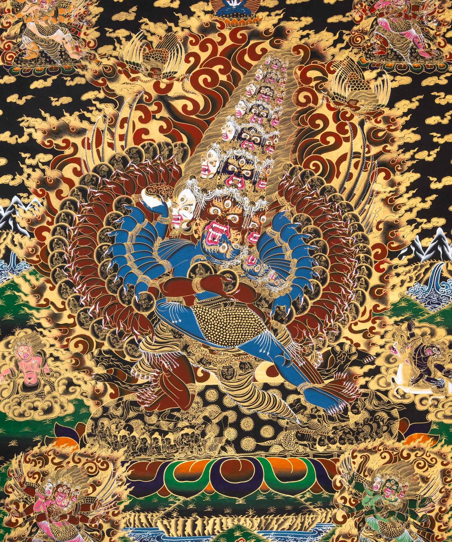Wrathful Protector Heruka Thangka - Tibetan Painting 
