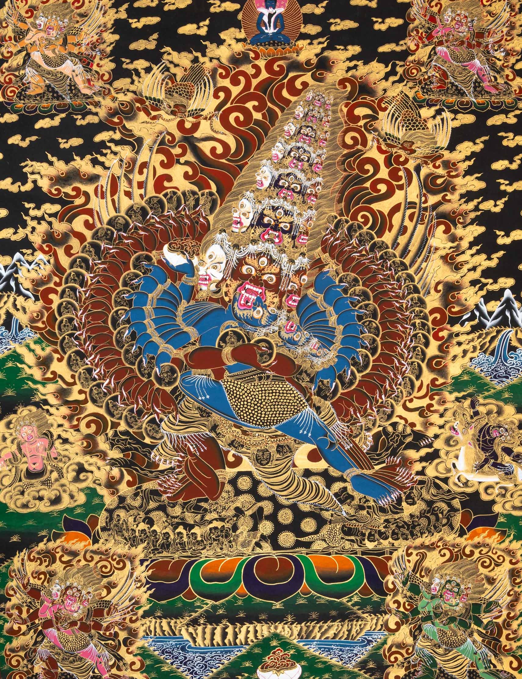 Wrathful Protector Heruka Thangka - Tibetan Painting 