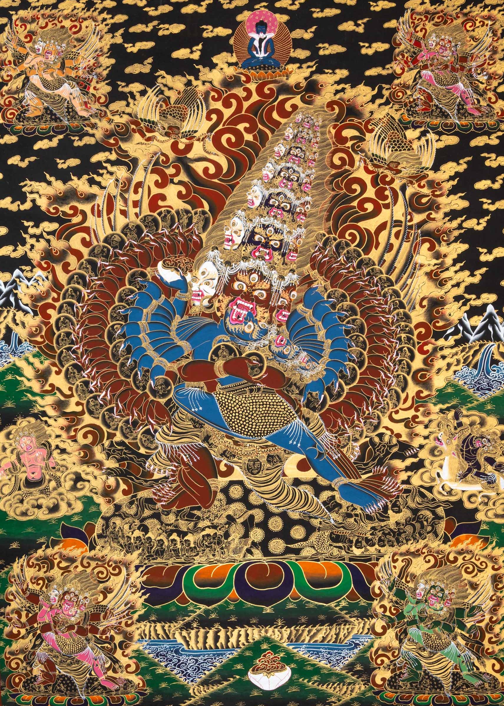 Wrathful Protector Heruka Thangka - Tibetan Painting 