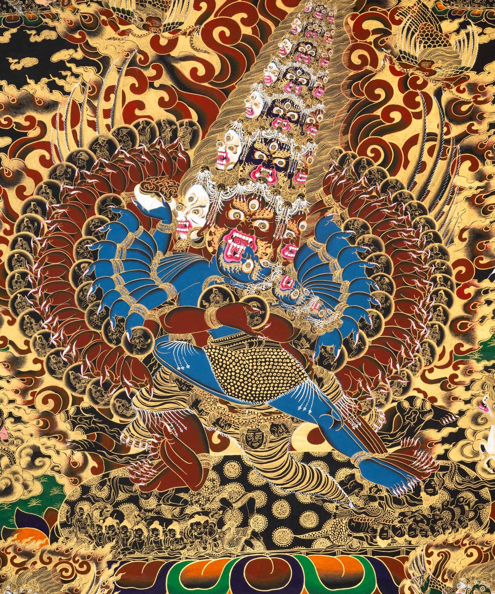 Wrathful Protector Heruka Thangka - Tibetan Painting 