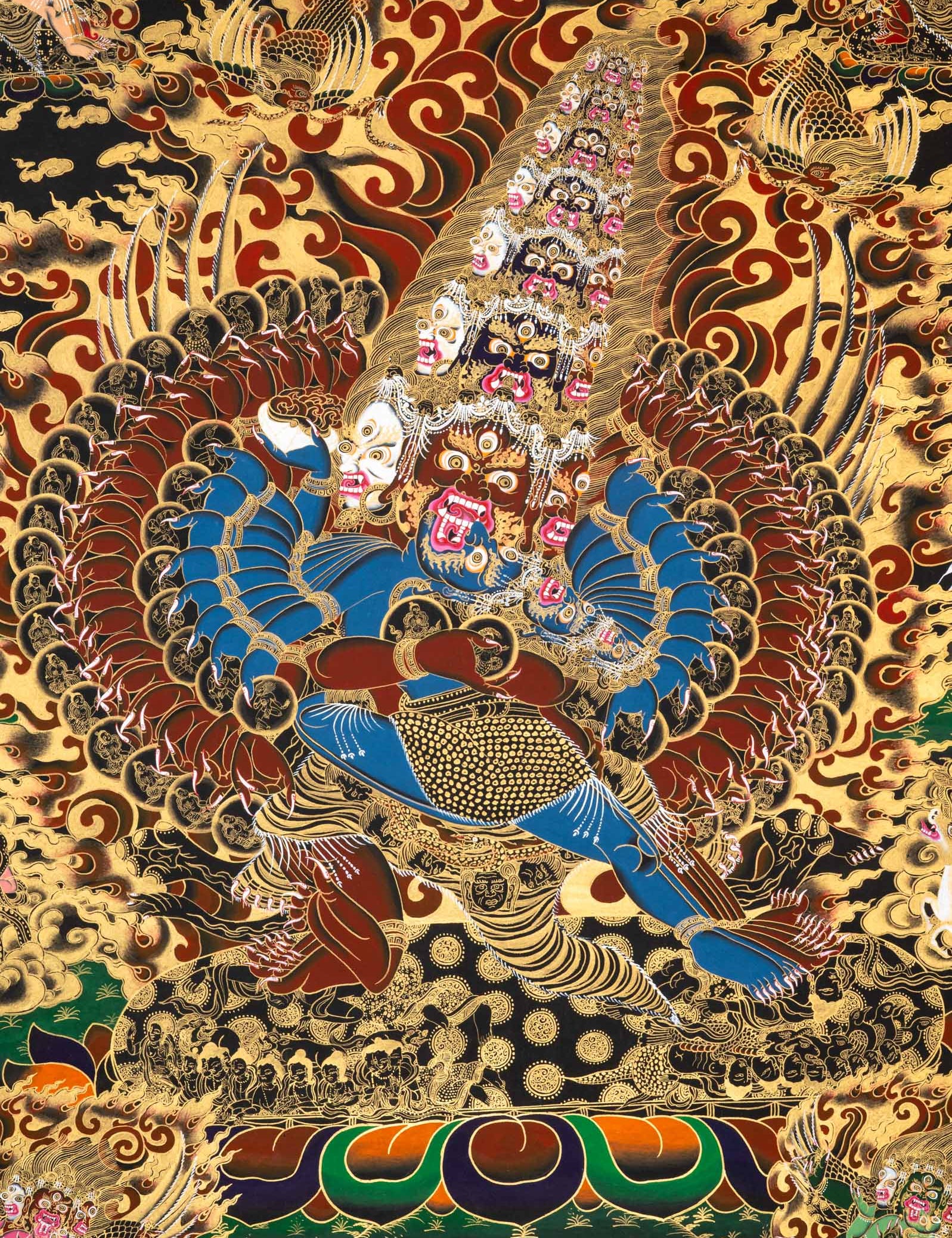 Wrathful Protector Heruka Thangka - Tibetan Painting 