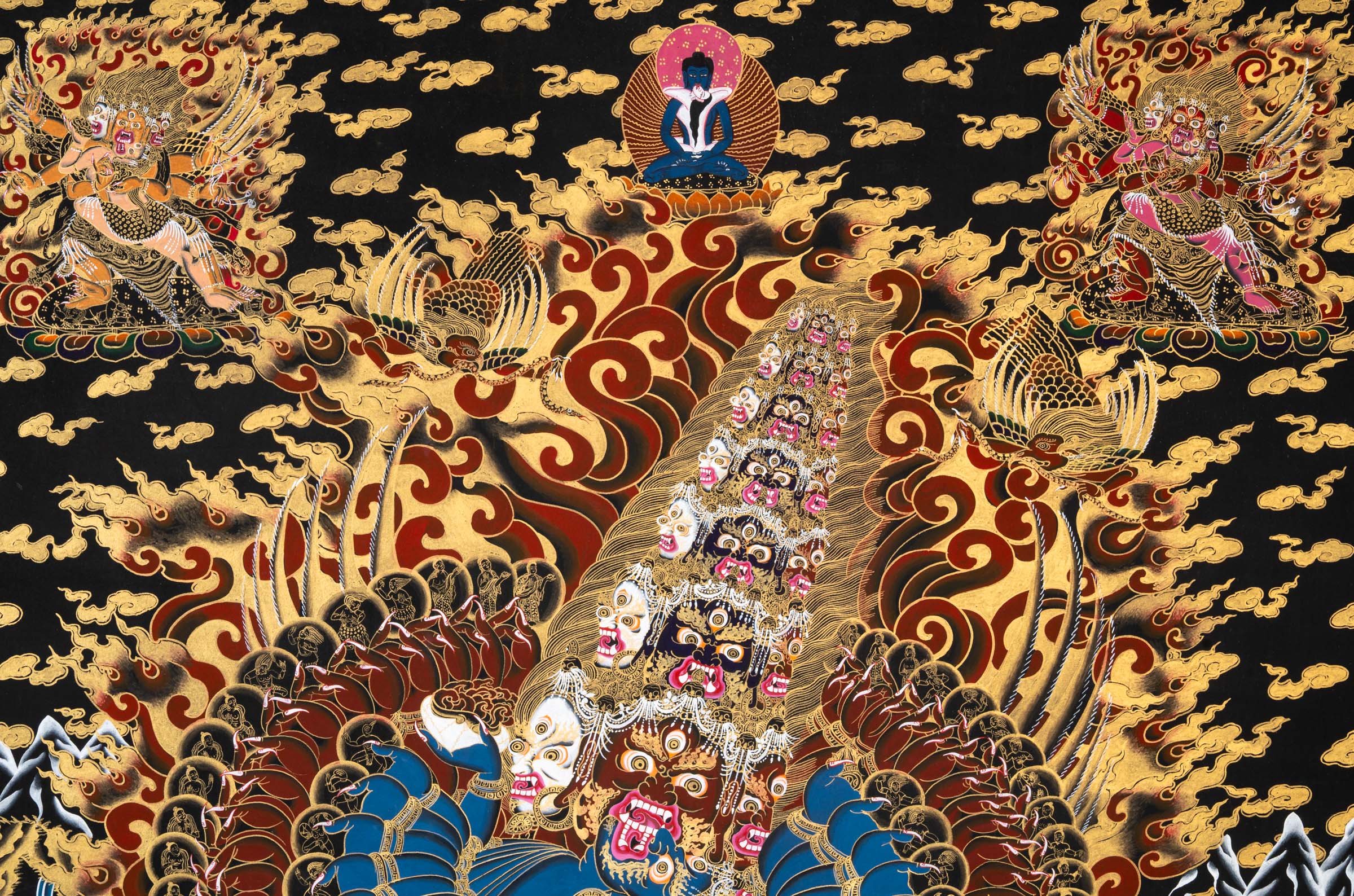 Wrathful Protector Heruka Thangka - Tibetan Painting 