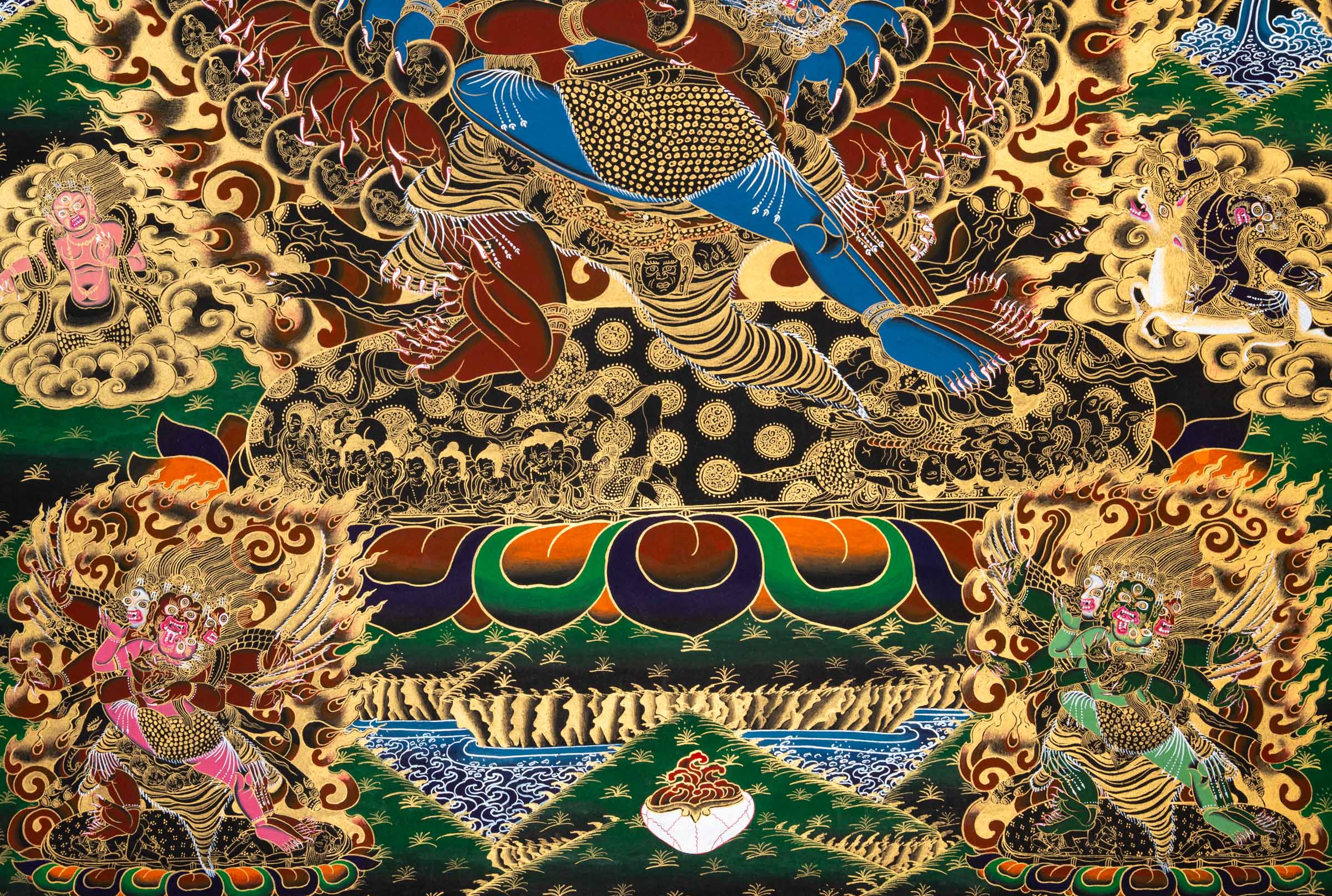 Wrathful Protector Heruka Thangka - Tibetan Painting 