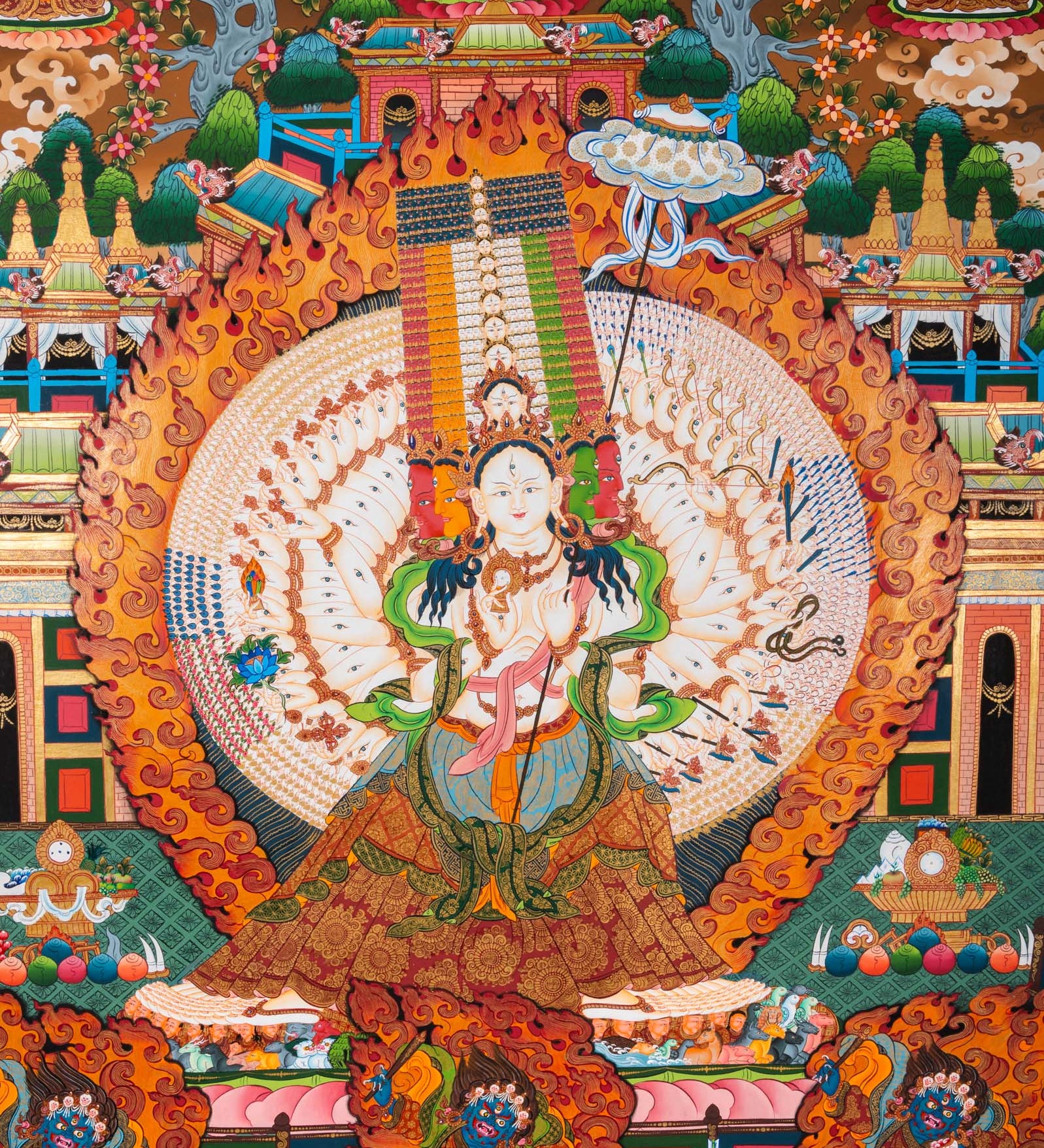 Ushnisha Sitatapatra (Dukkar) Thangka - Tibetan Painting