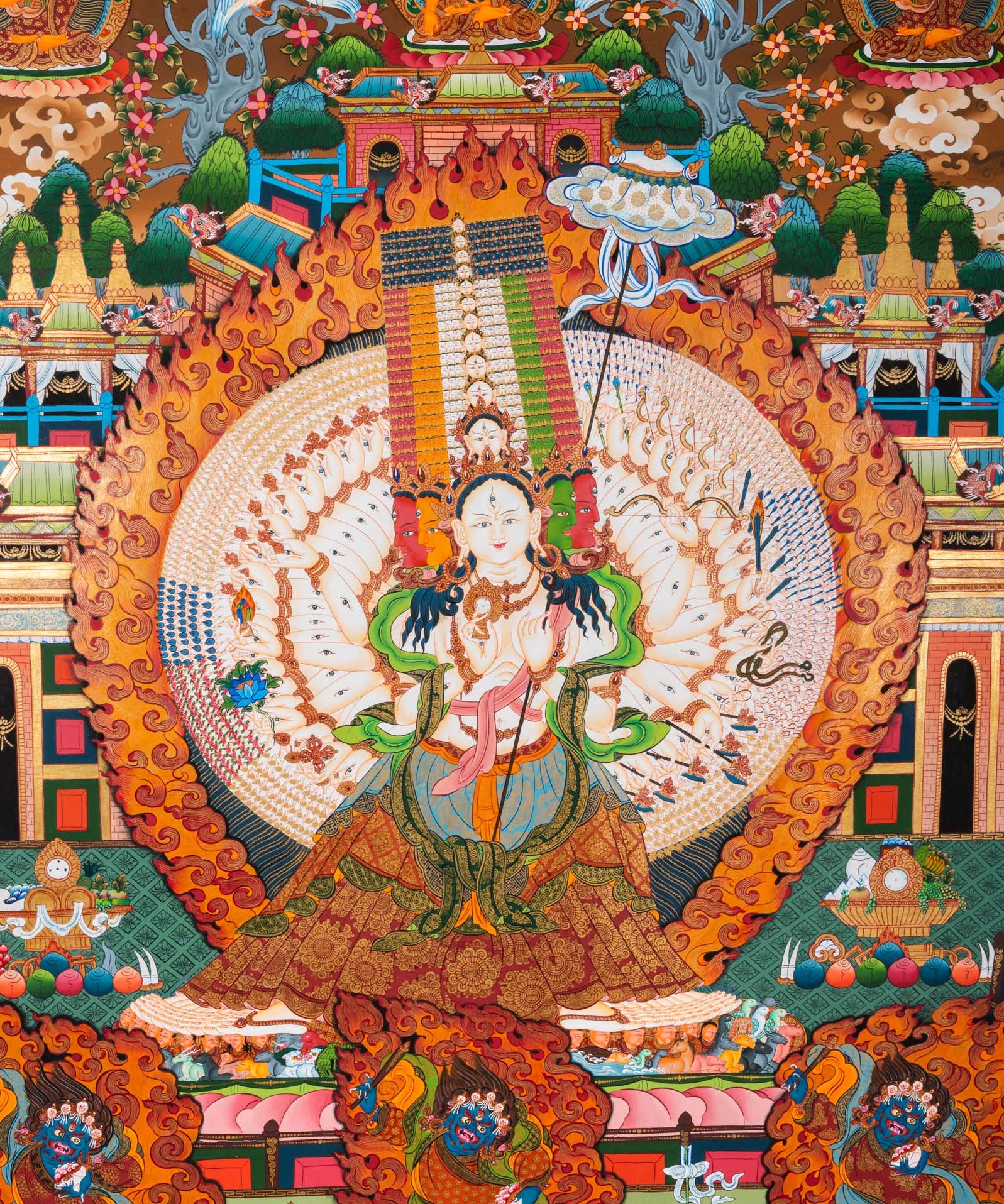Ushnisha Sitatapatra (Dukkar) Thangka - Tibetan Painting
