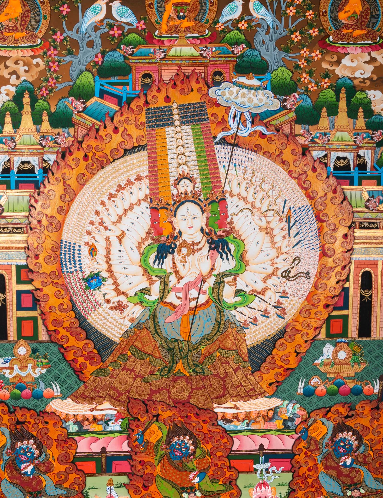 Ushnisha Sitatapatra (Dukkar) Thangka - Tibetan Painting