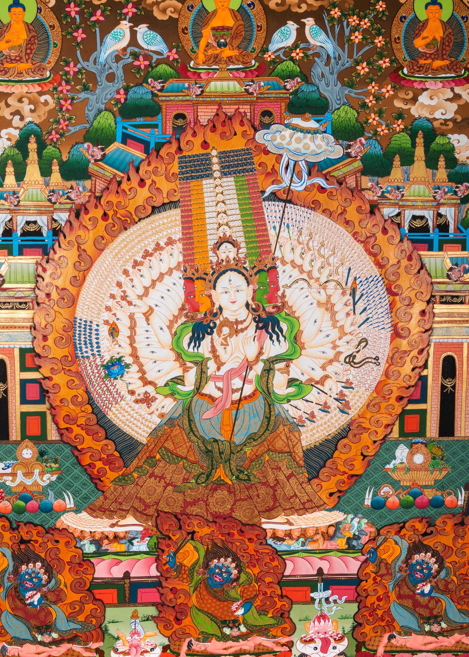 Ushnisha Sitatapatra (Dukkar) Thangka - Tibetan Painting