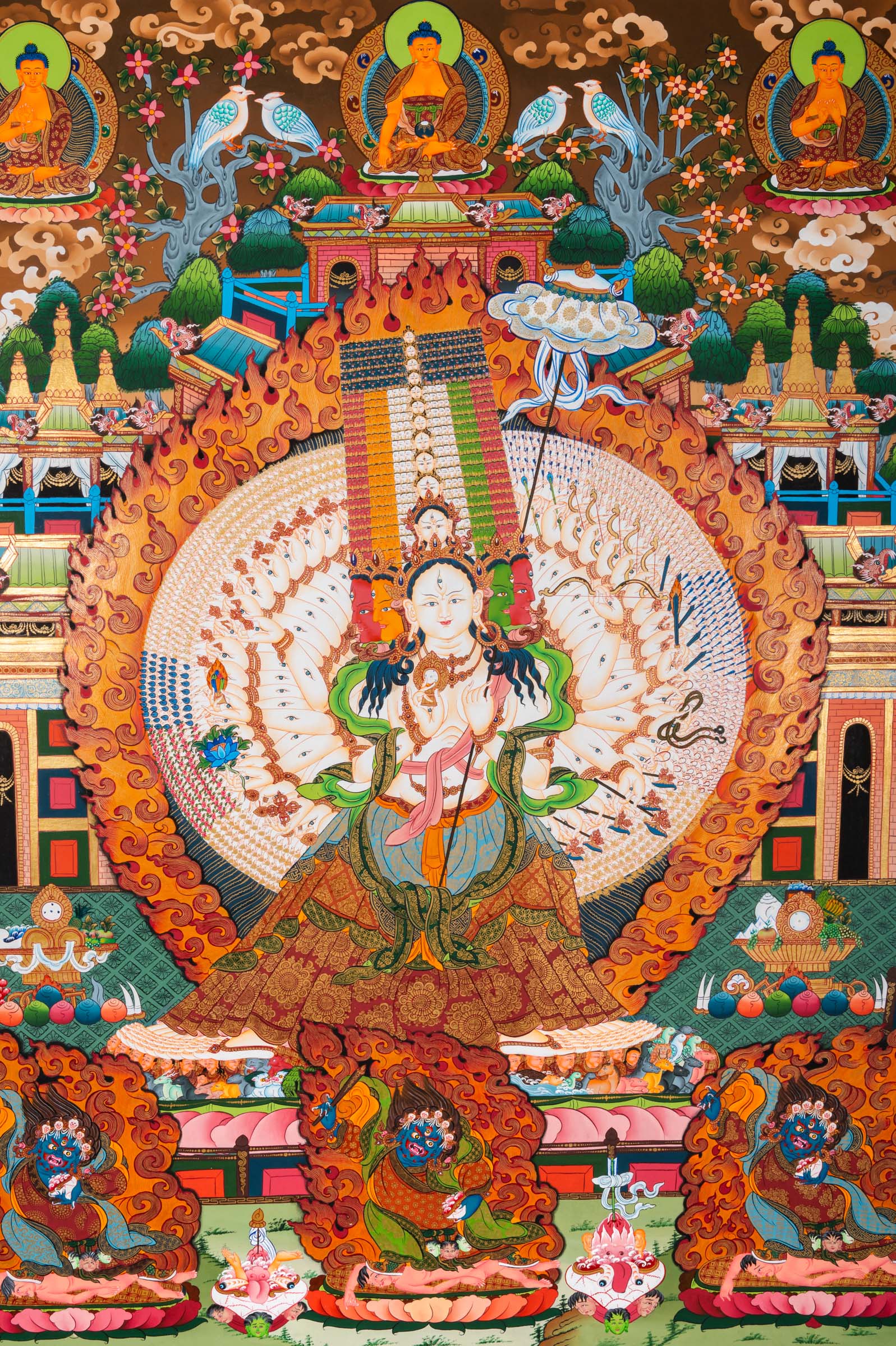 Ushnisha Sitatapatra (Dukkar) Thangka - Tibetan Painting