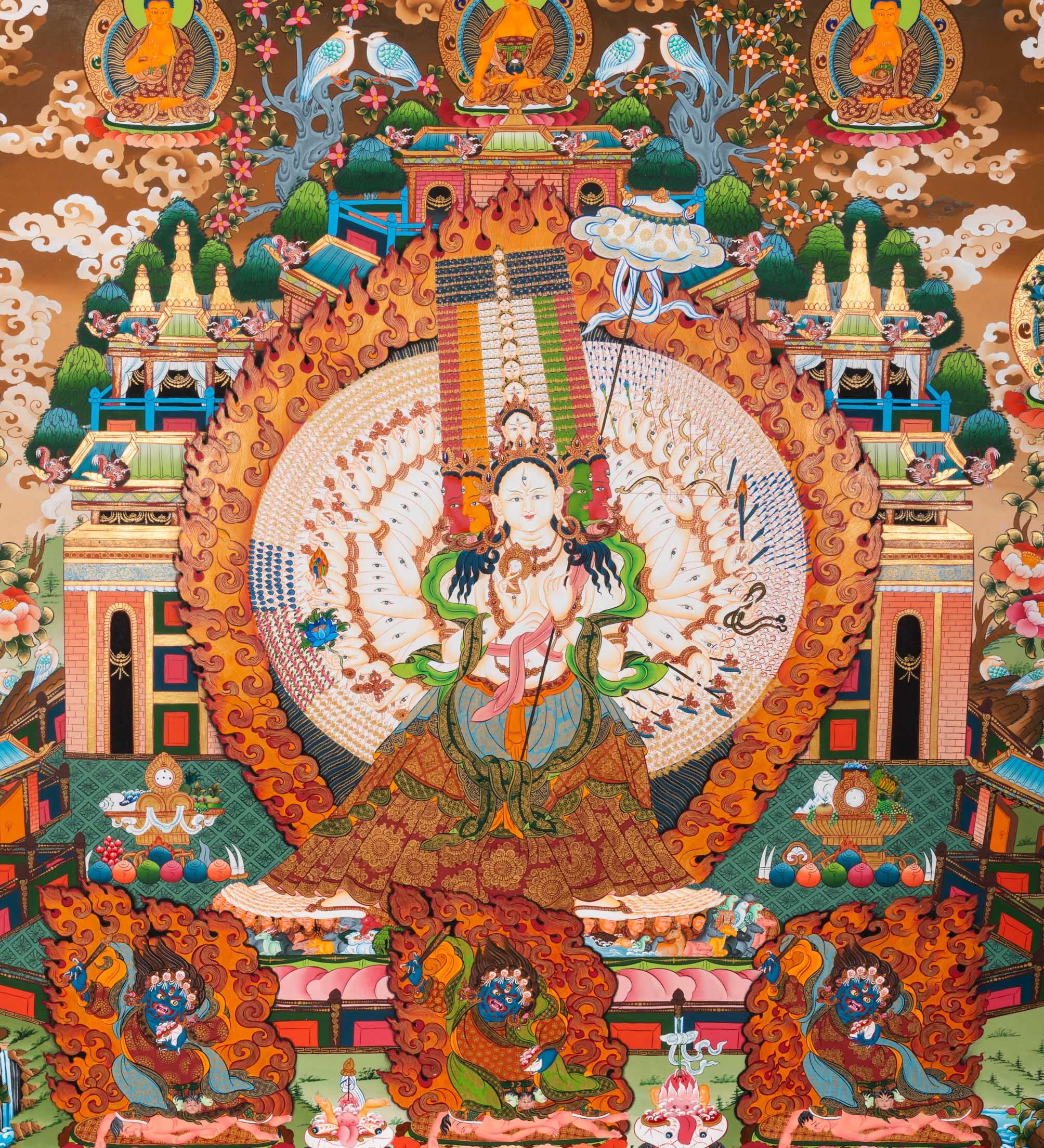 Ushnisha Sitatapatra (Dukkar) Thangka - Tibetan Painting