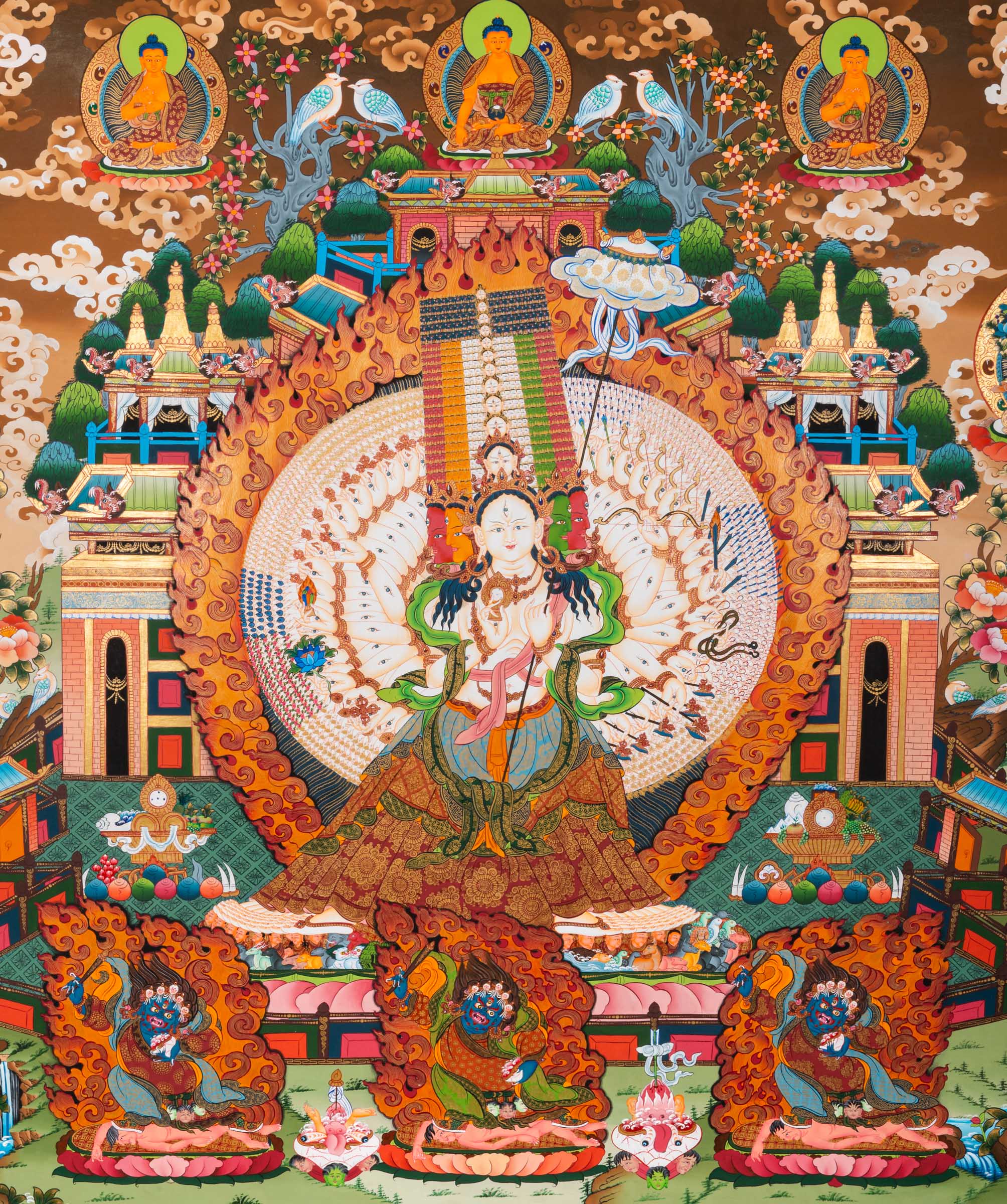 Ushnisha Sitatapatra (Dukkar) Thangka - Tibetan Painting