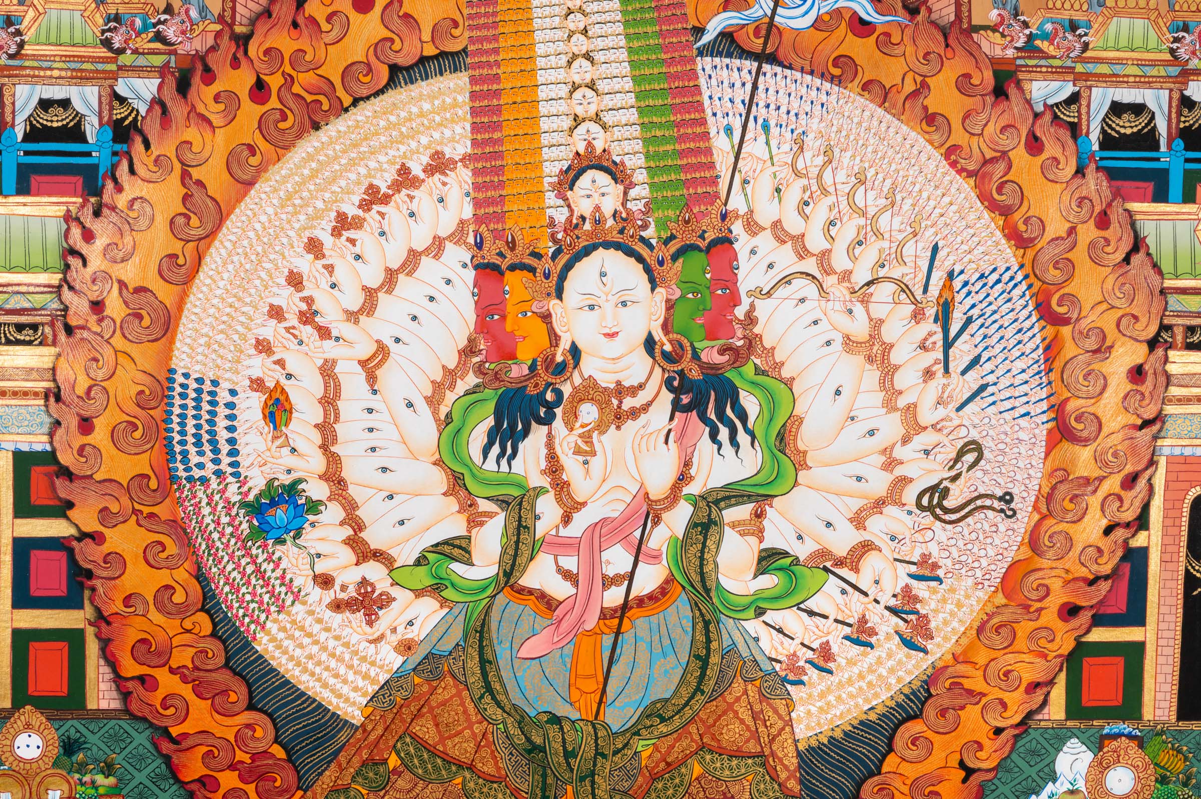 Ushnisha Sitatapatra (Dukkar) Thangka - Tibetan Painting
