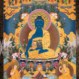 Medicine Buddha (Bhaisajyaguru) Thangka - Handpainted Art