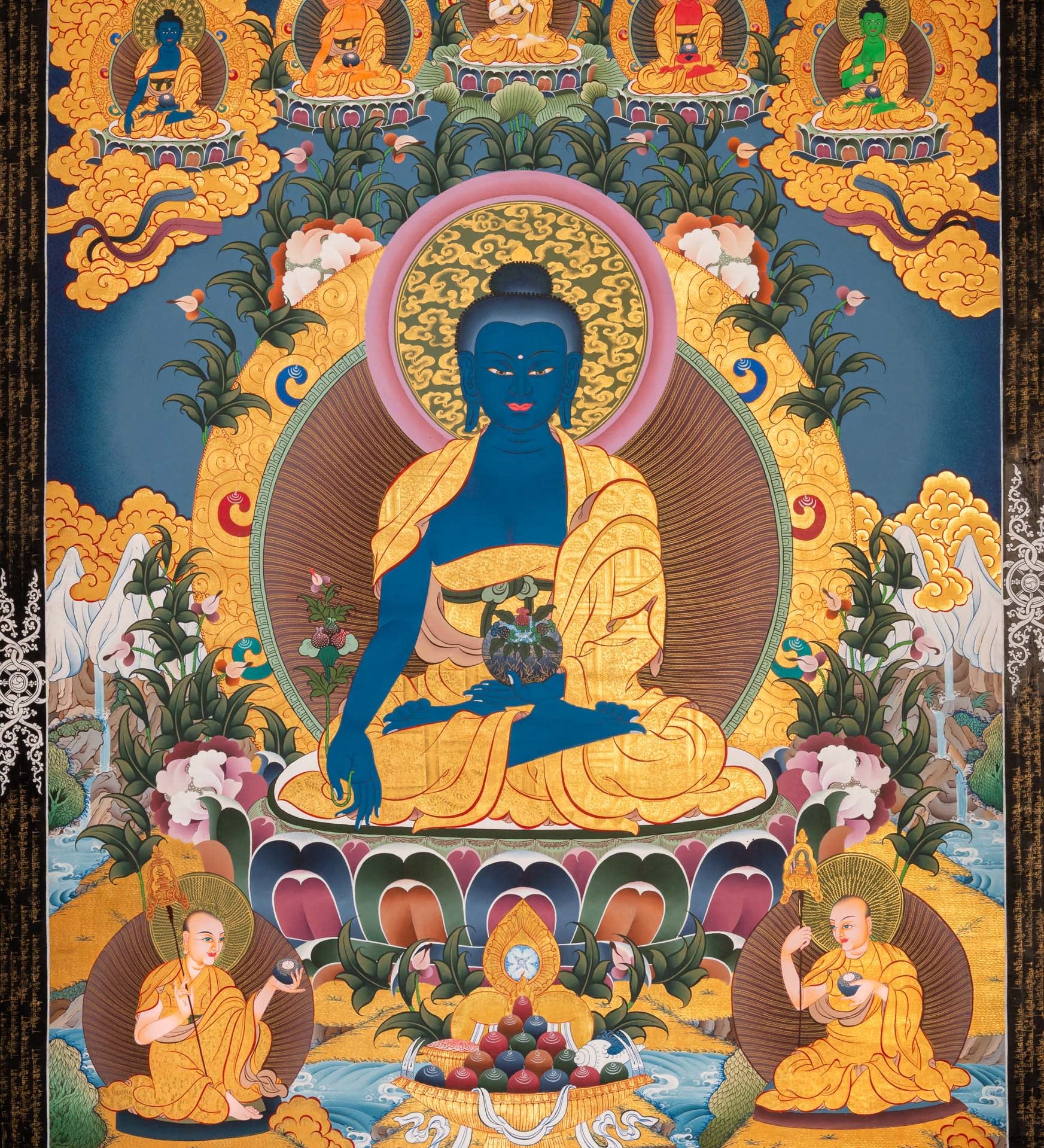Medicine Buddha (Bhaisajyaguru) Thangka - Handpainted Art