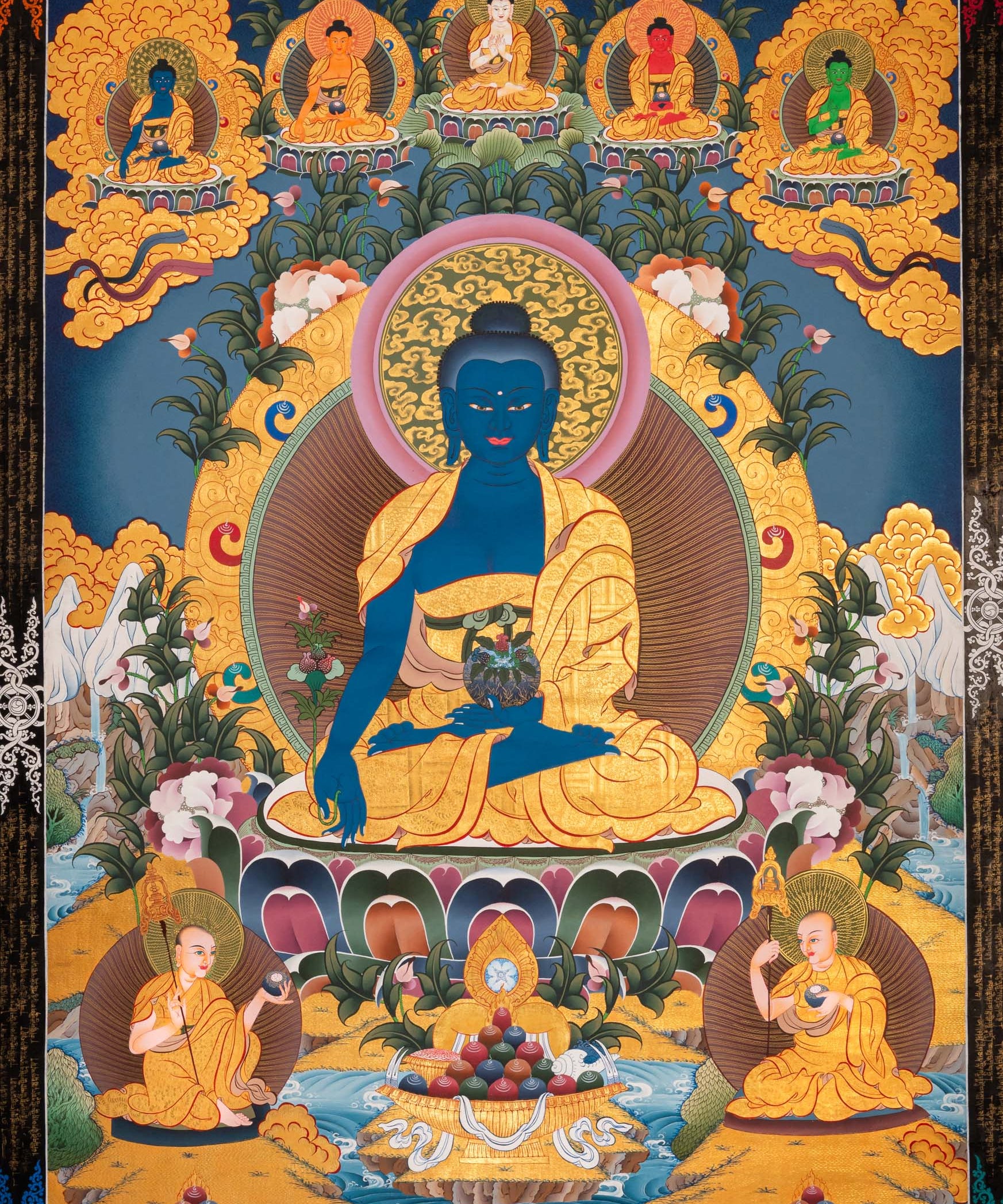 Medicine Buddha (Bhaisajyaguru) Thangka - Handpainted Art