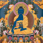 Medicine Buddha (Bhaisajyaguru) Thangka - Handpainted Art
