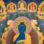 Medicine Buddha (Bhaisajyaguru) Thangka - Handpainted Art