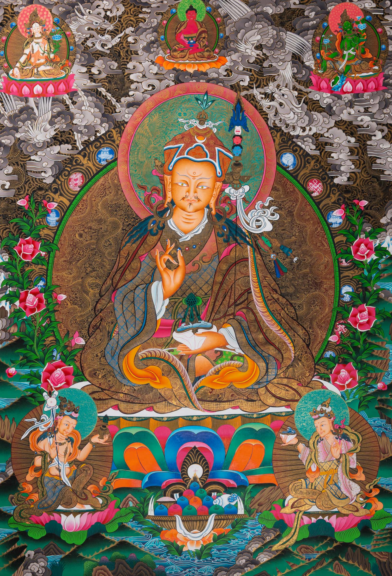 Guru Rinpoche Thangka Painting - Sacred Tibetan Art