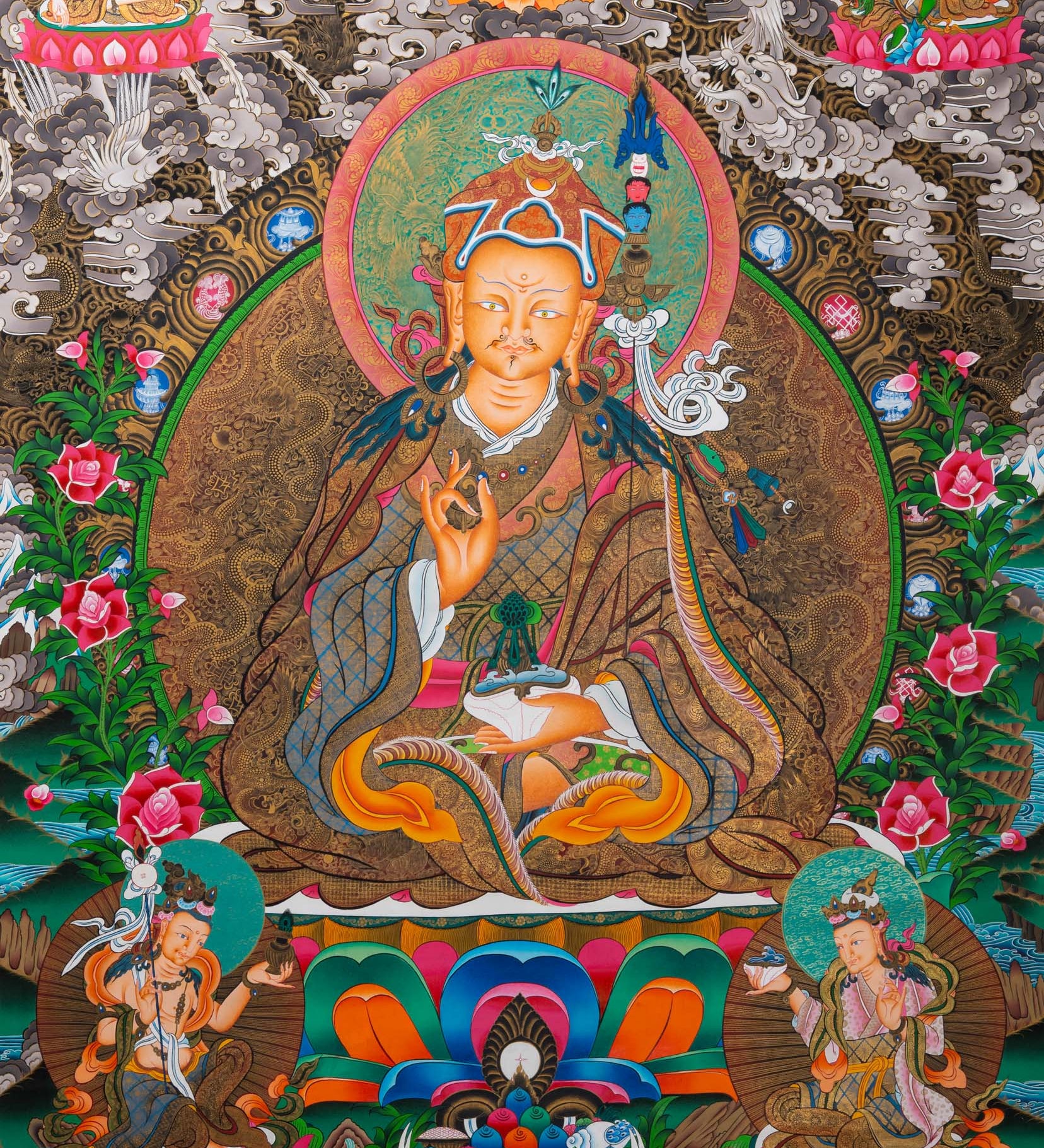 Guru Rinpoche Thangka Painting - Sacred Tibetan Art