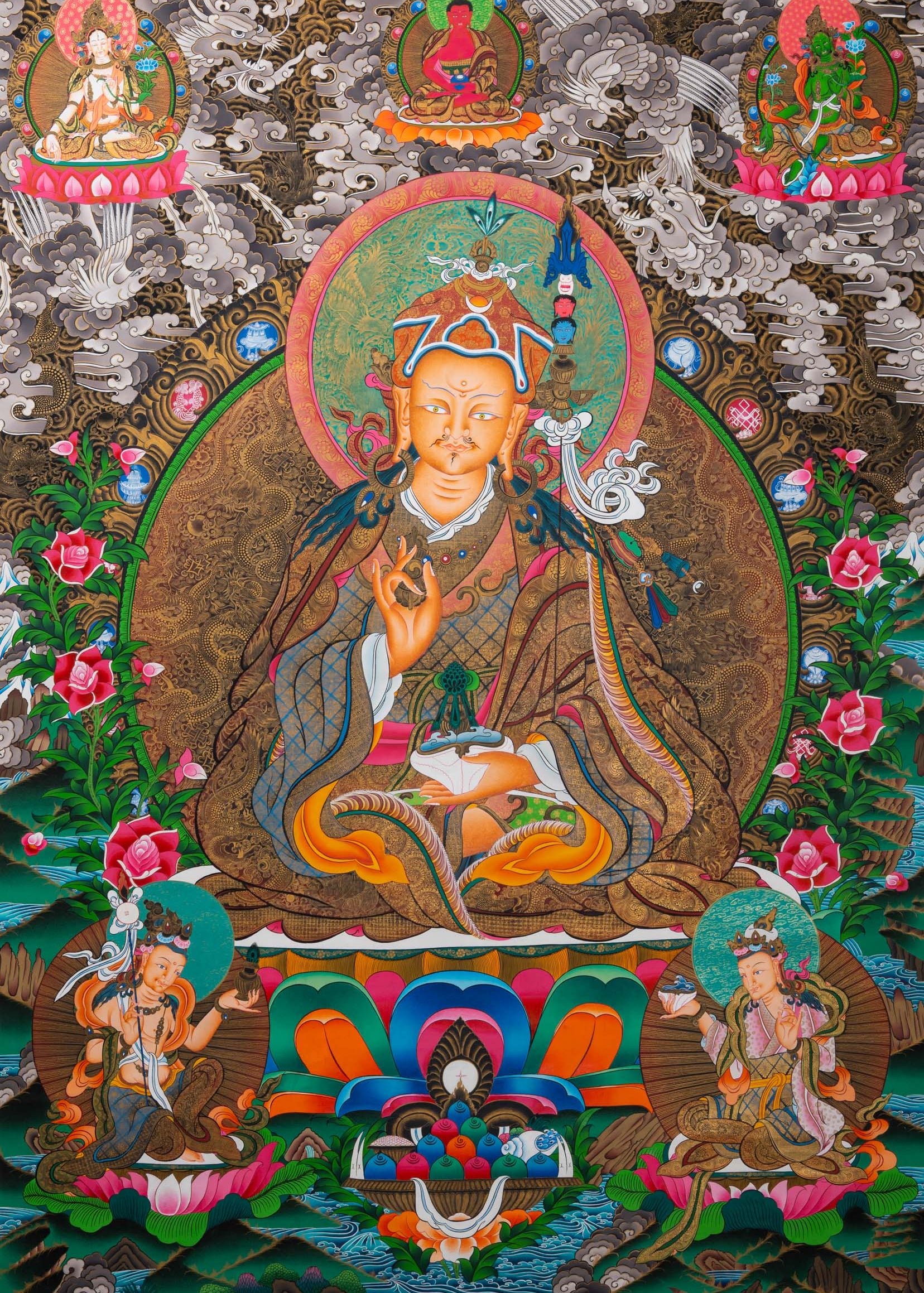 Guru Rinpoche Thangka Painting - Sacred Tibetan Art