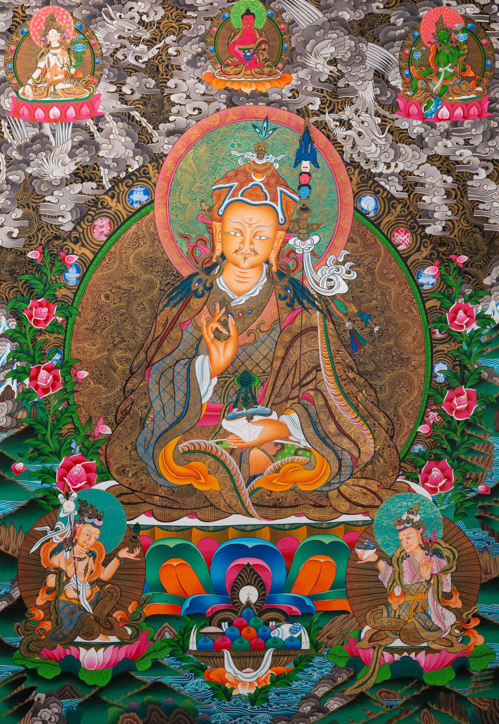 Guru Rinpoche Thangka Painting - Sacred Tibetan Art