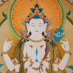 Chenrezig (Avalokiteshvara) Thangka -  Hand-Painted Tibetan Art