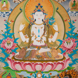 Chenrezig (Avalokiteshvara) Thangka -  Hand-Painted Tibetan Art
