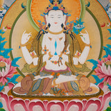 Chenrezig (Avalokiteshvara) Thangka -  Hand-Painted Tibetan Art