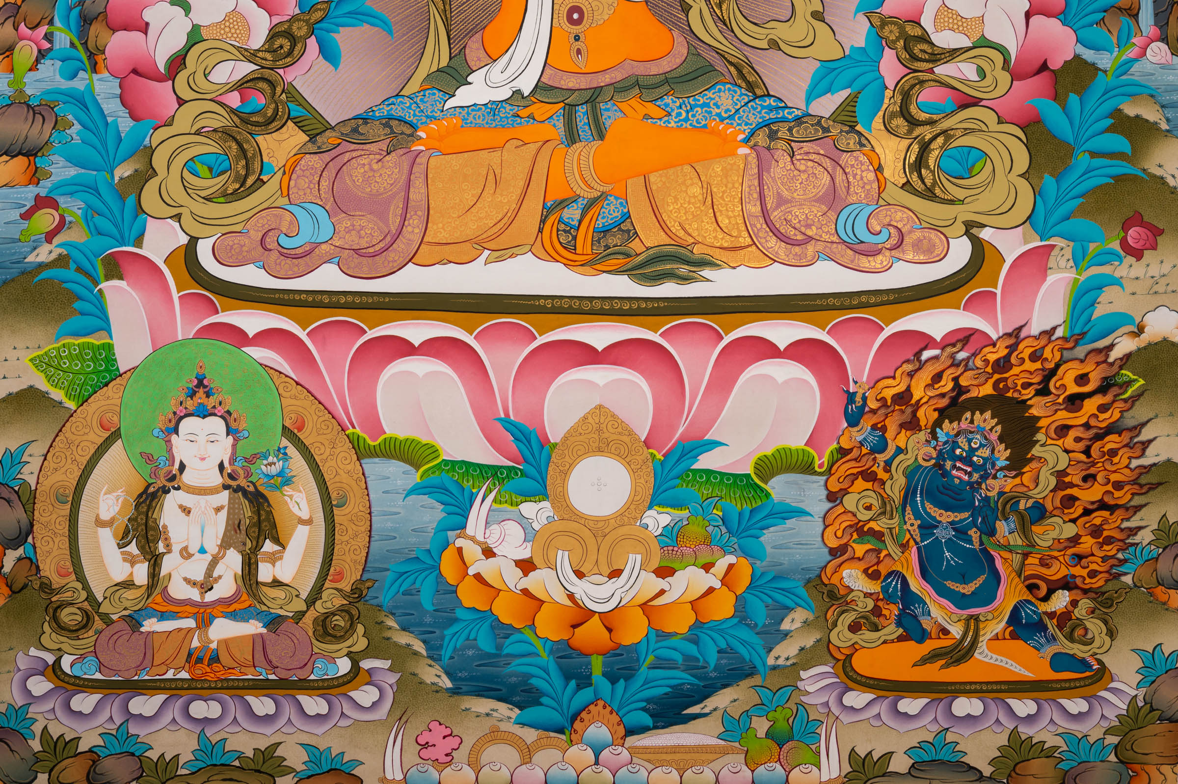 Hand-Painted Manjushri Thangka - Sacred Tibetan Art