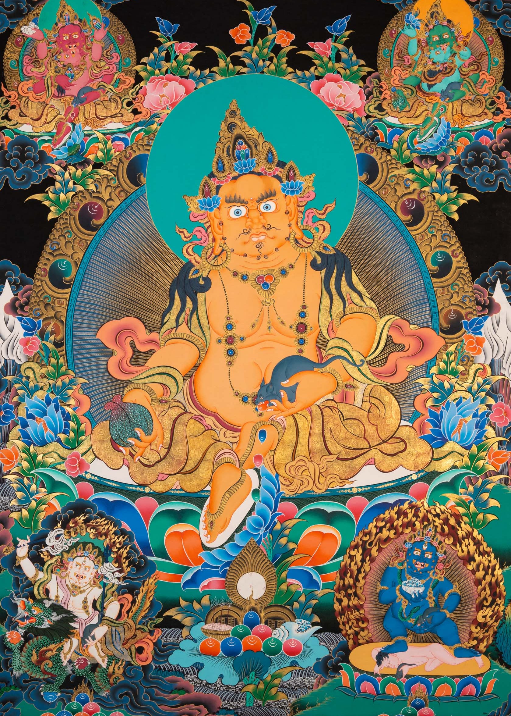 Five Jambhala Thangka - Tibetan Painting 