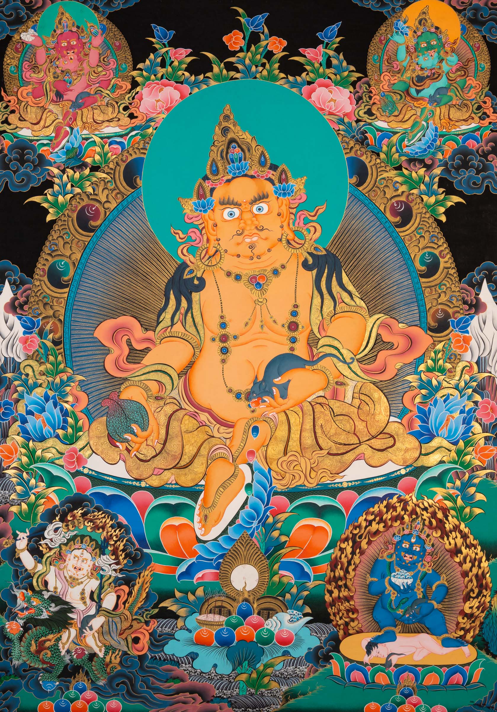 Five Jambhala Thangka - Tibetan Painting 