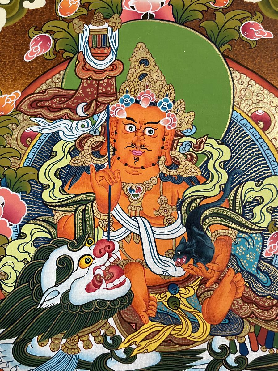 Snow Lion Zambala Thangka Painting – Authentic Tibetan Art