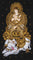 Samantabhadra Fugen Bosatsu thangka seated on white elephant in black and gold style