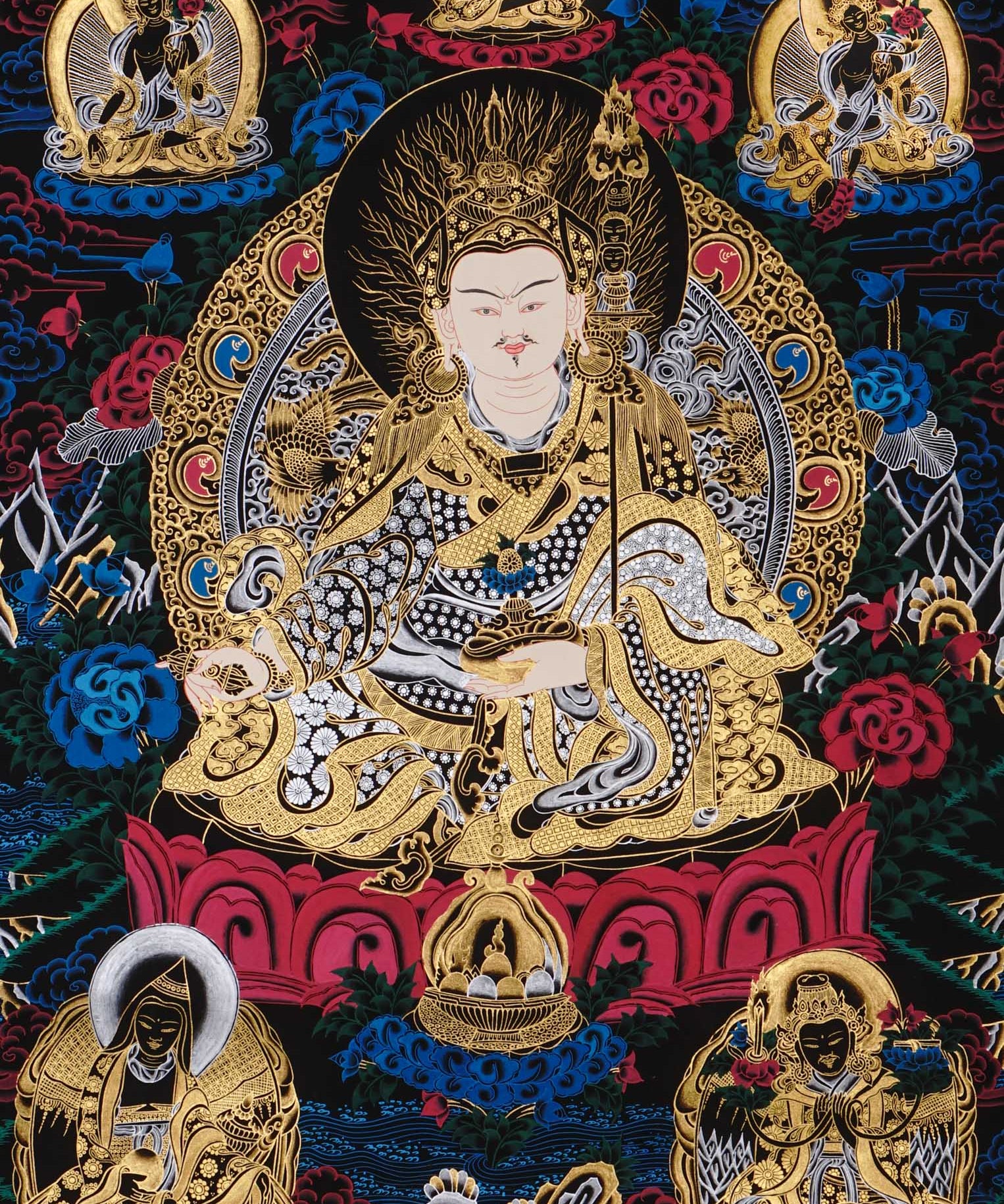 handmade padmasambhava thangka for meditation altar