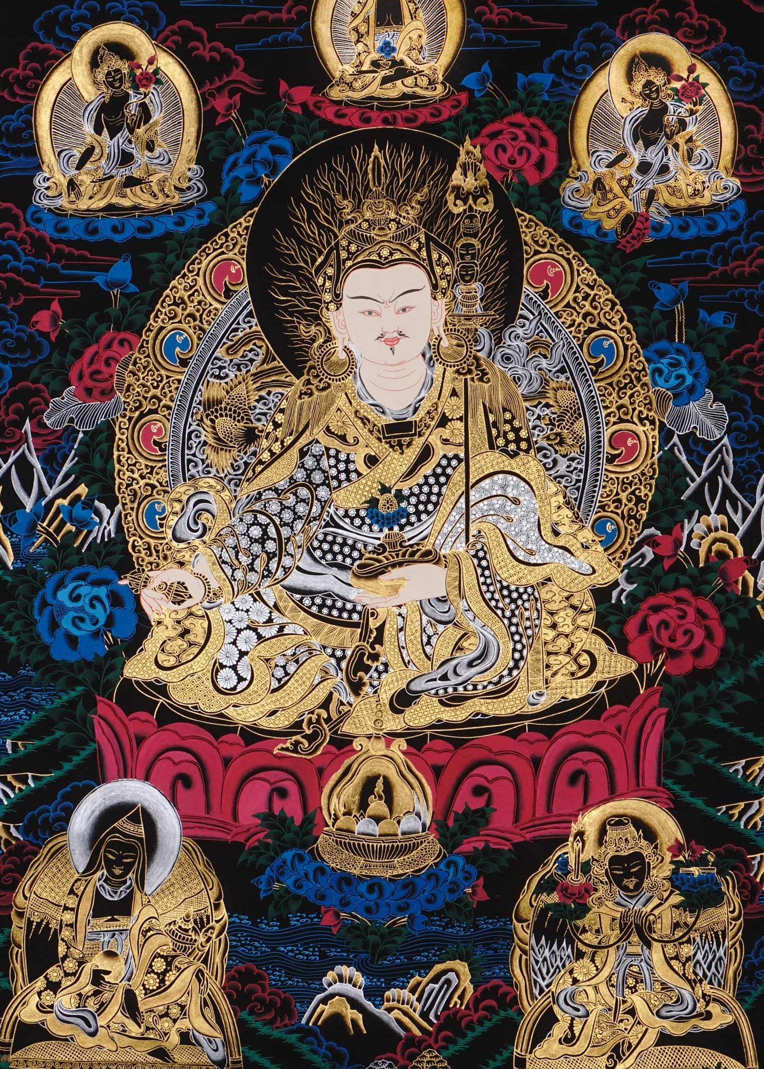 handmade padmasambhava thangka for meditation altar