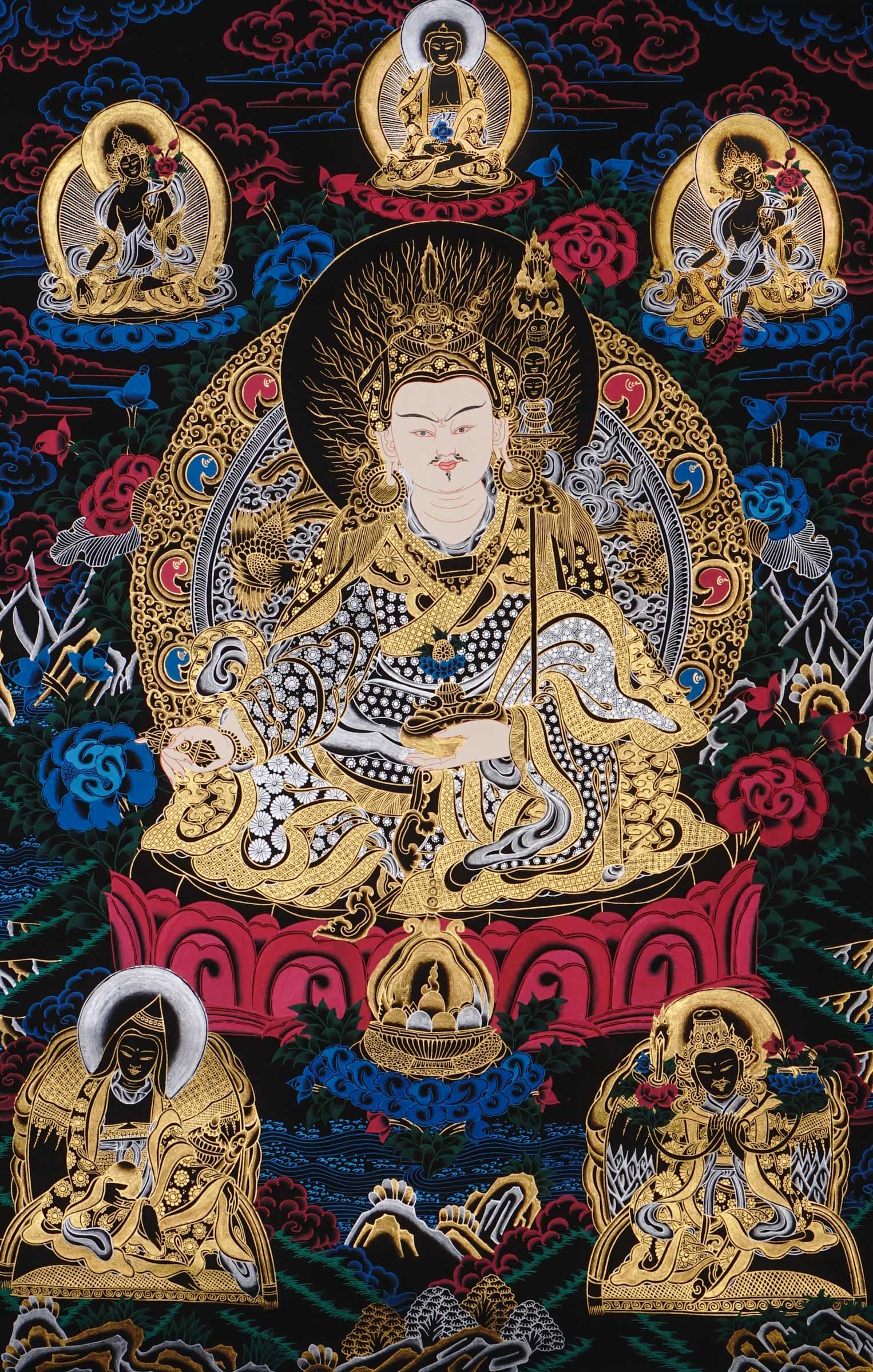 handmade padmasambhava thangka for meditation altar