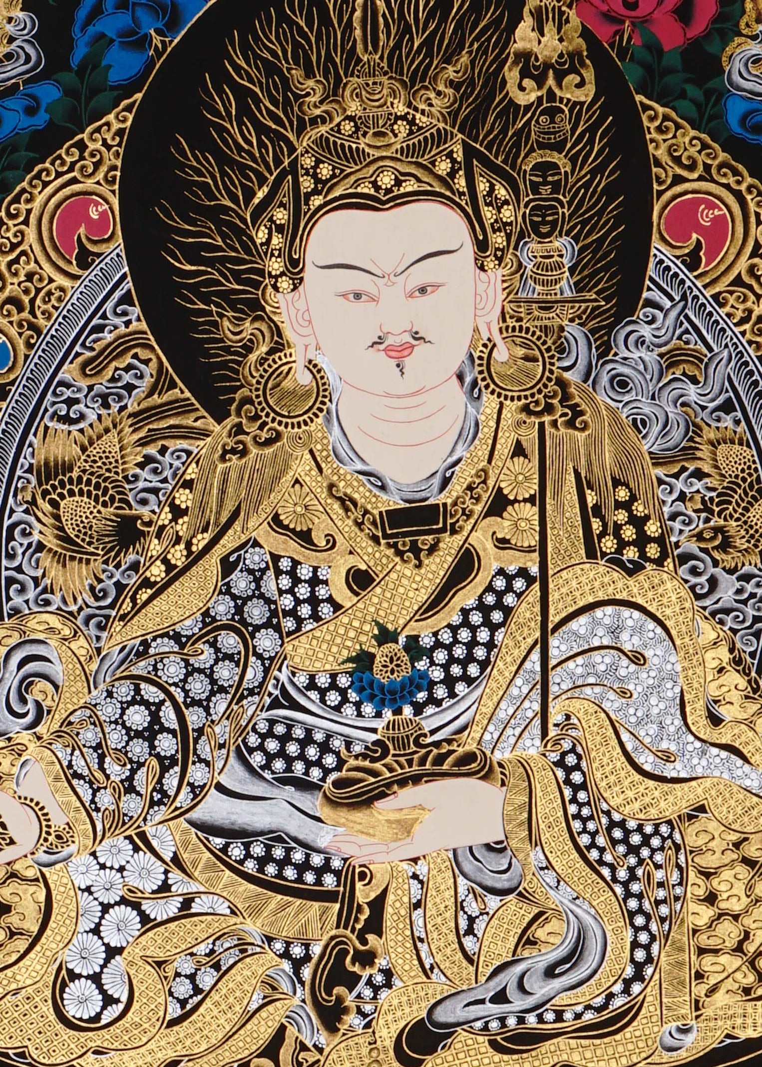 handmade padmasambhava thangka for meditation altar