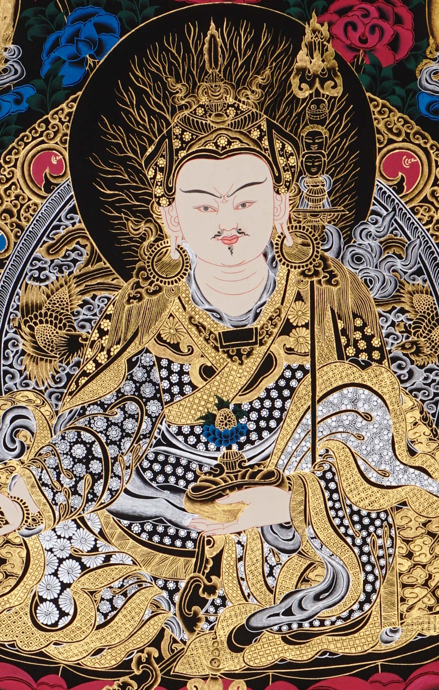 handmade padmasambhava thangka for meditation altar