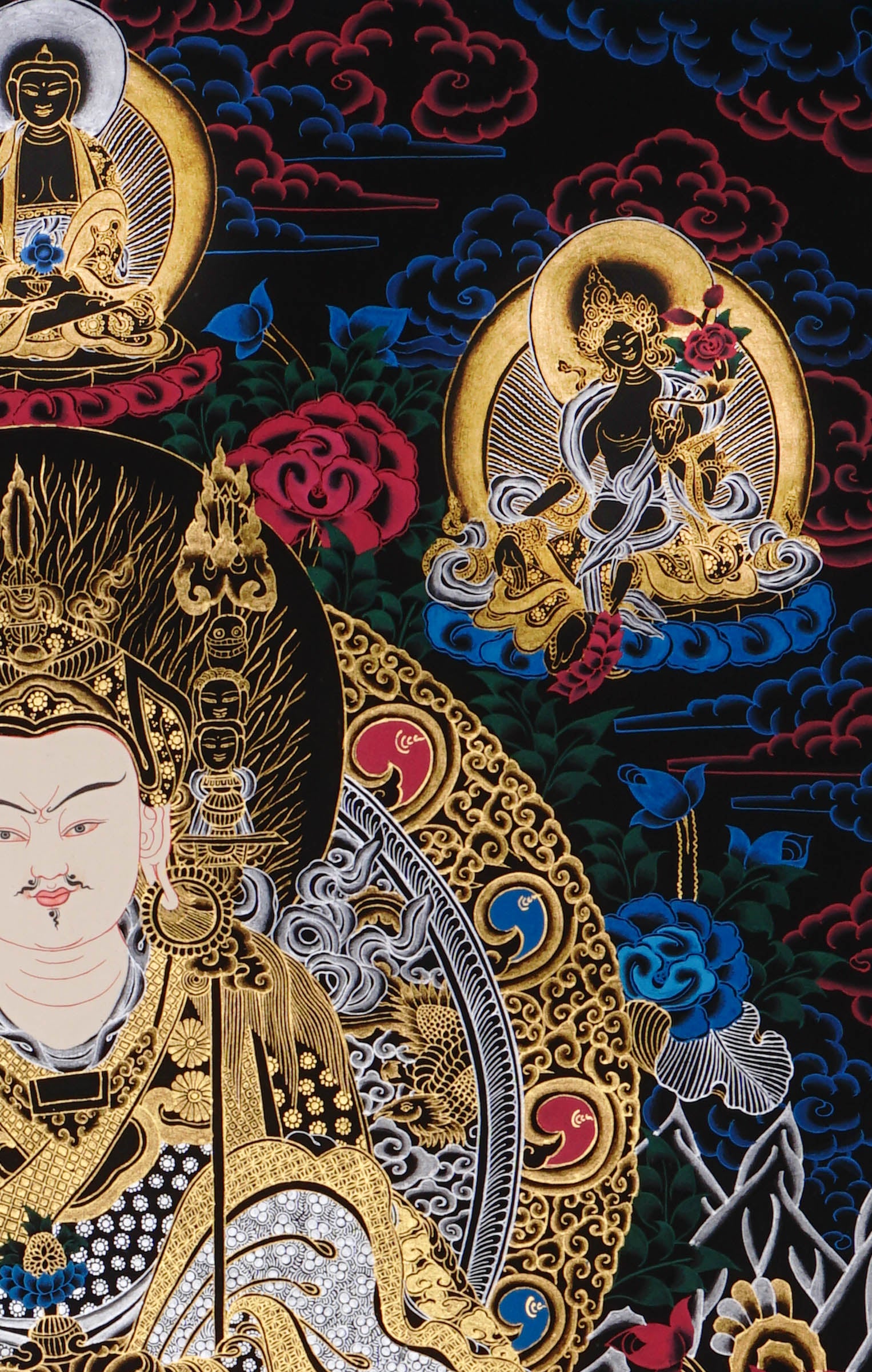 handmade padmasambhava thangka for meditation altar