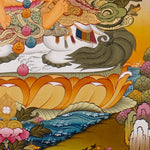 Singha Zambala Thangka Painting from Nepal featuring sacred prosperity symbolism, traditional craftsmanship, and vibrant Tibetan Buddhist art.