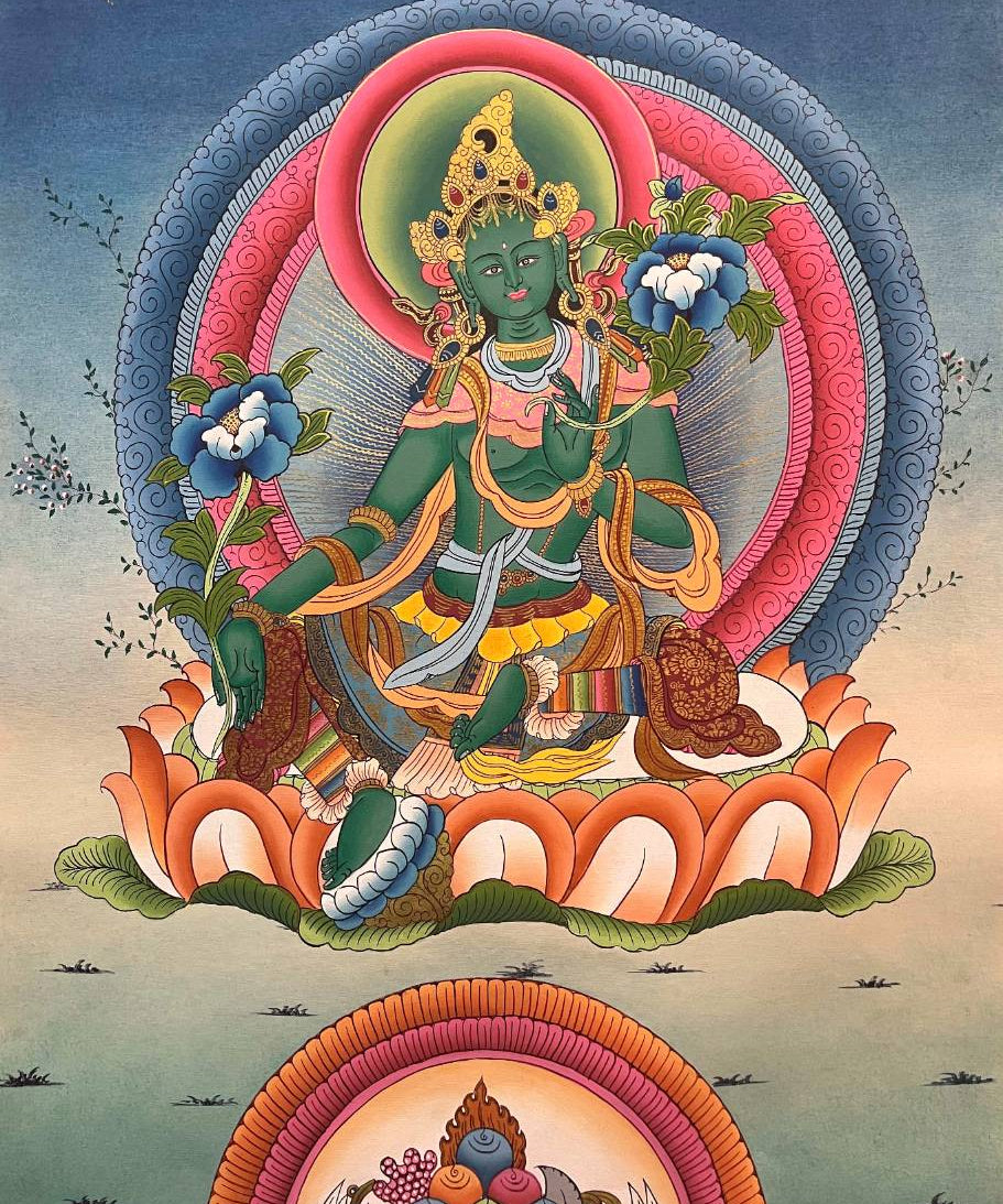 Green Tara Thangka Paintings for Spirituality.