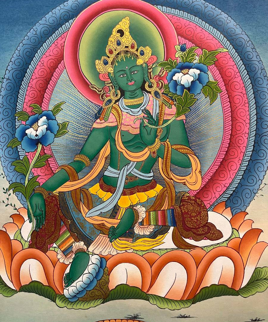 Green Tara Thangka Paintings for Spirituality.