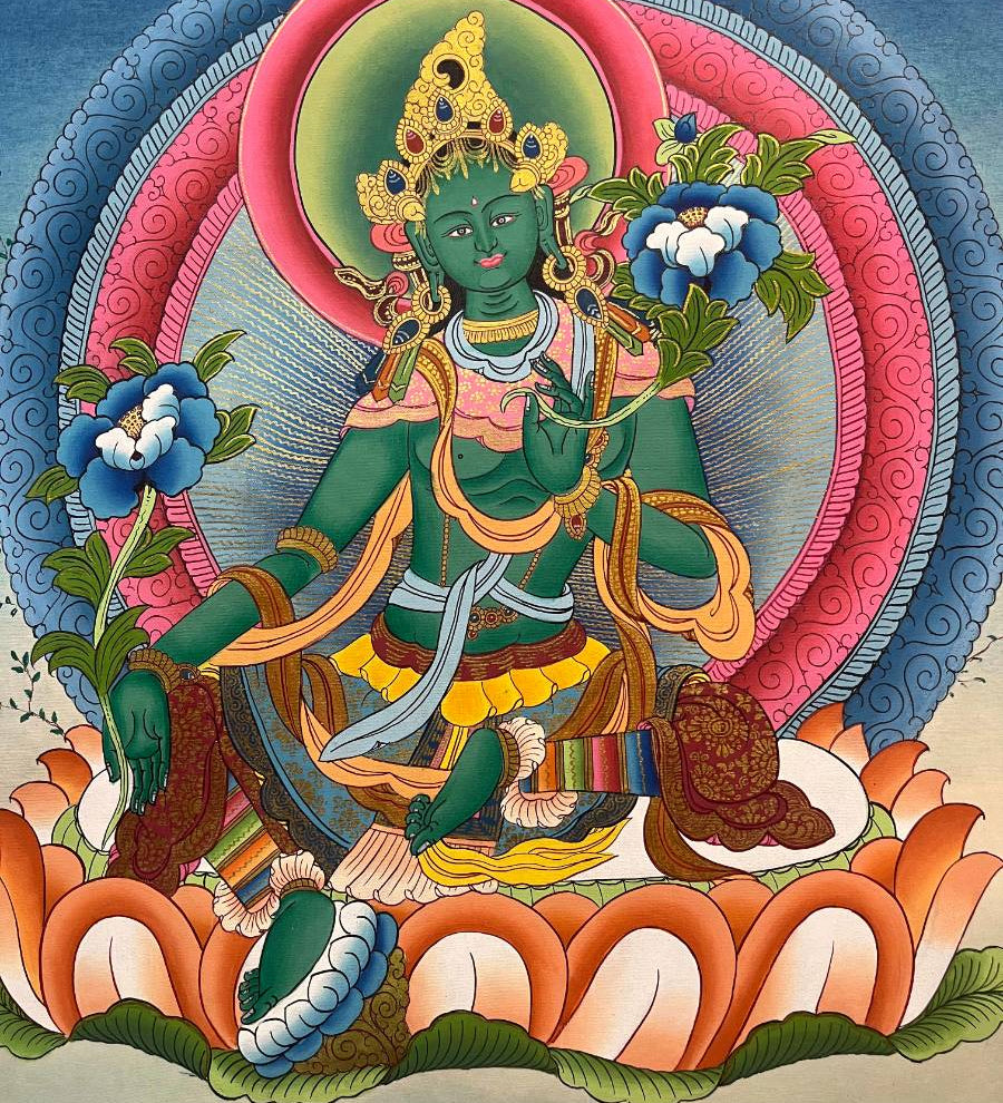 Green Tara Thangka Paintings for Spirituality.