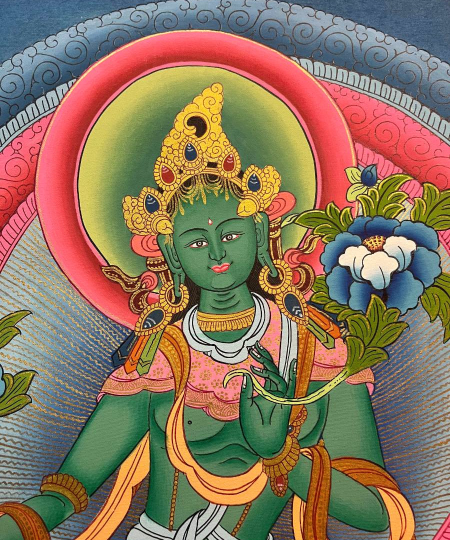Green Tara Thangka Paintings for Spirituality.