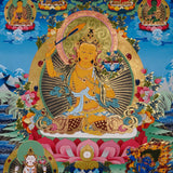 hand painted manjushri buddhist thangka for altar decor