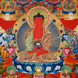red amitabha buddha himalayan thangka painting