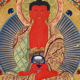 red amitabha buddha himalayan thangka painting