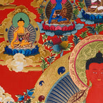 red amitabha buddha himalayan thangka painting