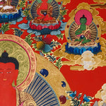 red amitabha buddha himalayan thangka painting