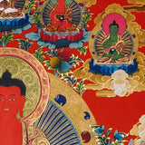 red amitabha buddha himalayan thangka painting